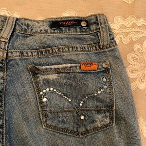 *VIGOSS* Light Wash Bling Pocket Denim Jeans